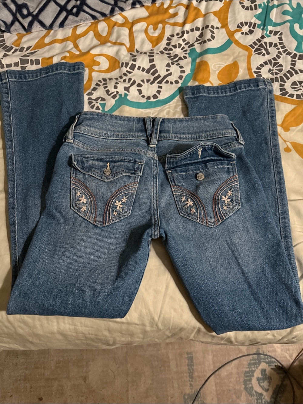 Hollister Blue Embroidered Back-Pocket Jeans